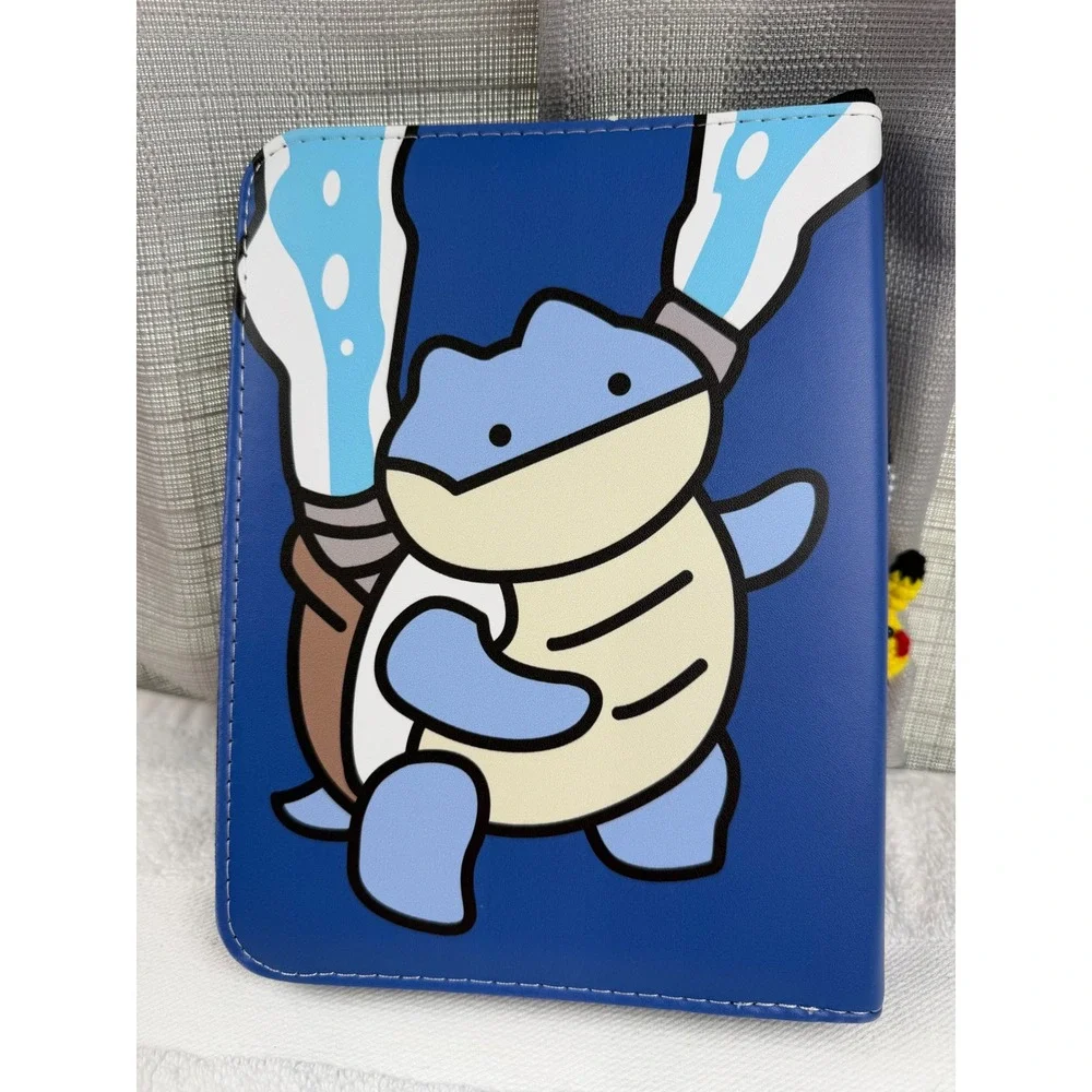 Pokemon Blastoise Trading Card Binder Zipper Case with Pikachu Duck Charm Blue